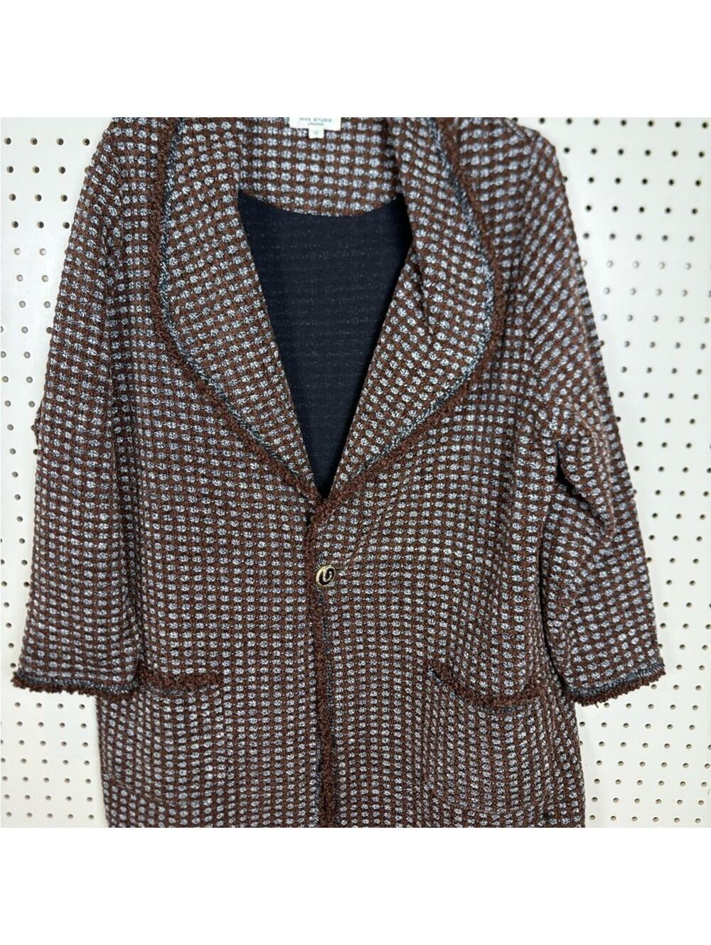 Max Studio Brown Tweed knit cardigan Blazer jacket 1X